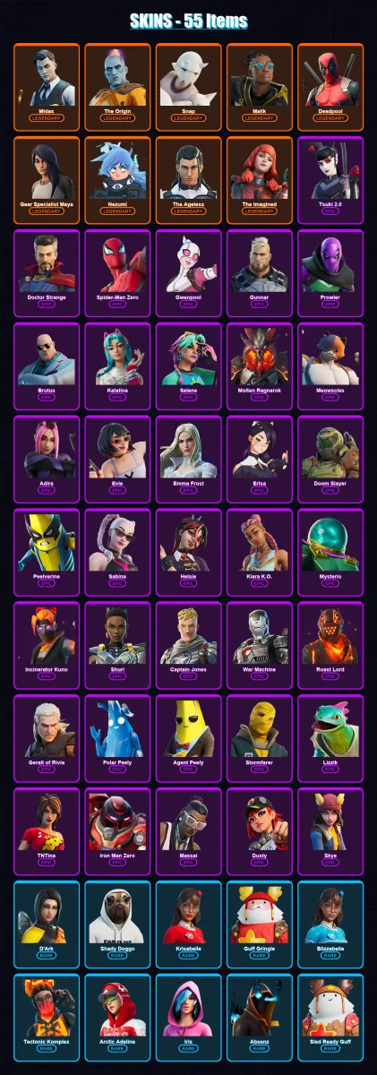 [PC/PSN] | Midas | The Origin | Snap | Malik | Deadpool | 55 skin | 86 pickaxe | 66 emote | 66 glider | Lv1073 — Fortnite account