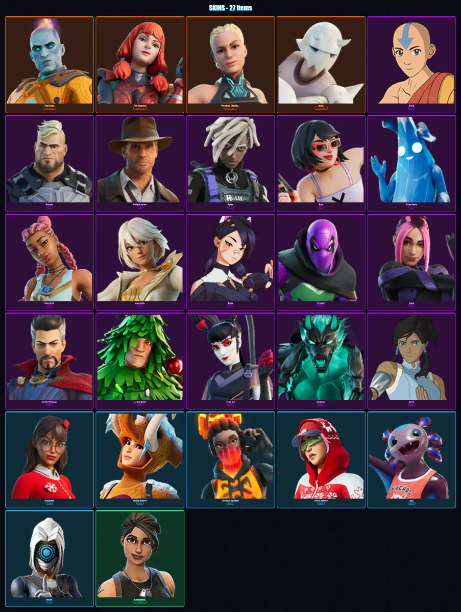 [PC/XBOX] | The Origin | The Imagined | Paradigm (Reality-659) | Snap | Aang | 27 skin | 48 pickaxe | 43 emote | 43 glider | Lv826