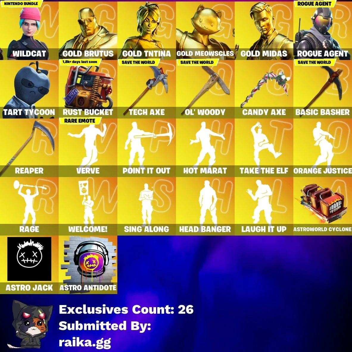 176 skins WildCat — Fortnite account
