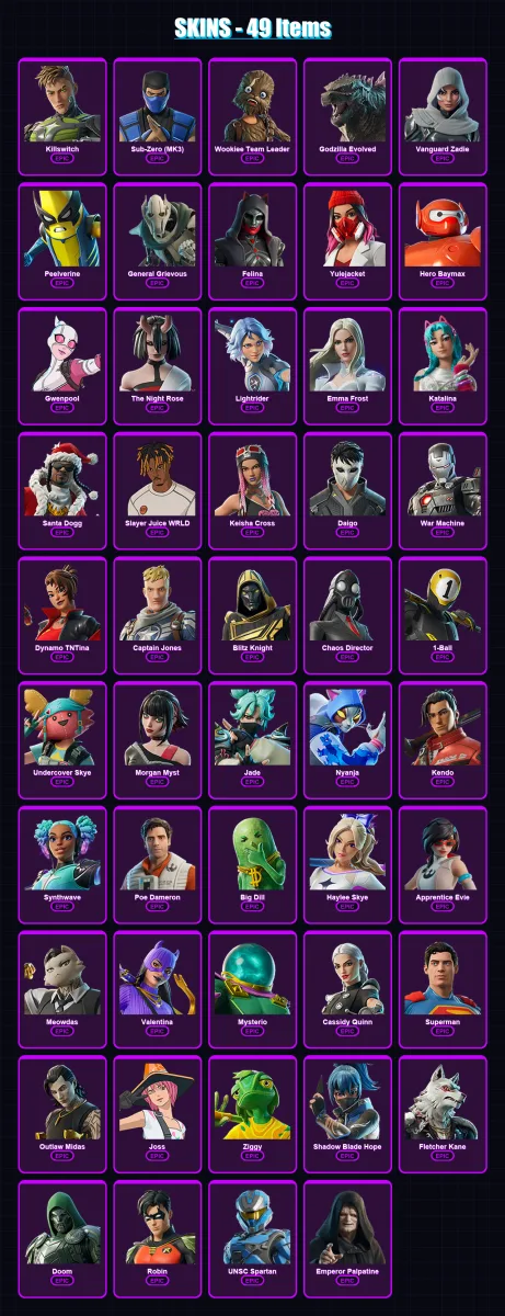 [PS4/PS5/XBOX/PC] | Killswitch | Sub-Zero (MK3) | Wookiee Team Leader | 49 skin | Lv689