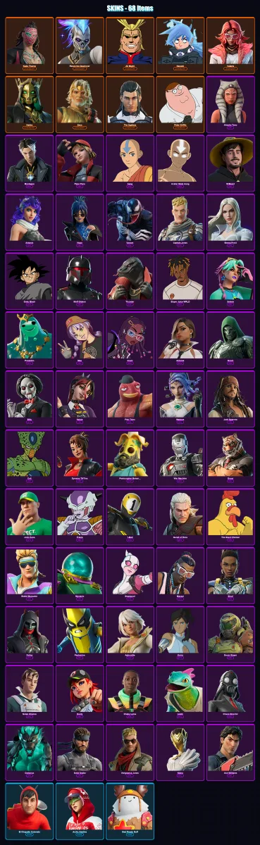 [PC/PSN] | Kado Thorne | Renzo the Destroyer | All Might | Nezumi | Valeria | 68 skin | 77 pickaxe | 69 emote | 54 glider | Lv685