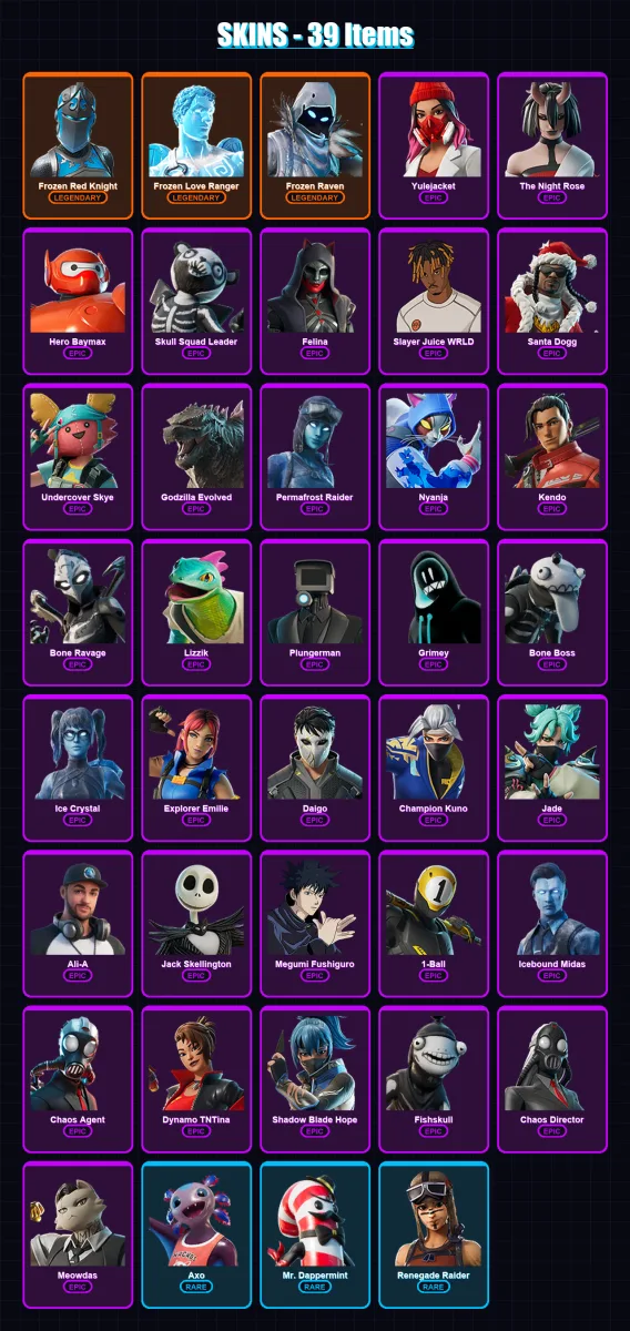 [PC/XBOX/PSN] | Frozen Red Knight | Frozen Love Ranger | Frozen Raven | 39 skin | Lv423 — Fortnite account