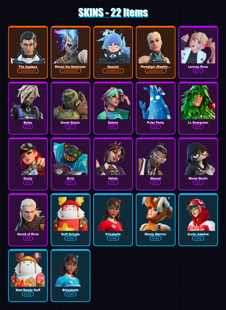 [PC/XBOX/PSN] | The Ageless | Renzo the Destroyer | Nezumi | 22 skin | Lv762