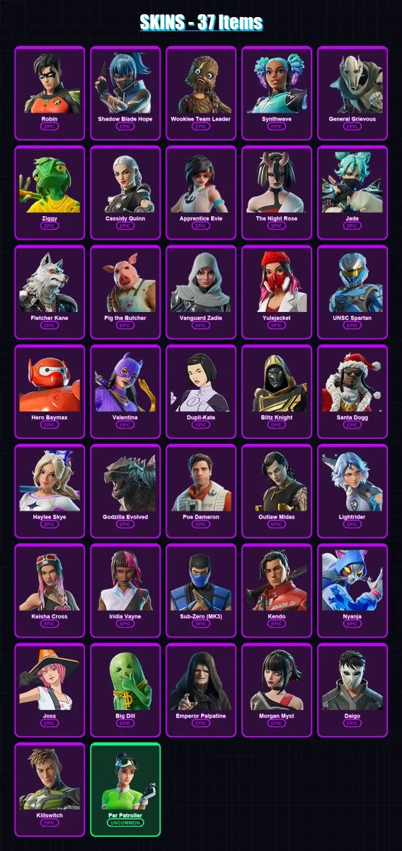 [PS4/PS5/XBOX/PC] | Robin | Shadow Blade Hope | Wookiee Team Leader | 37 skin | Lv1005