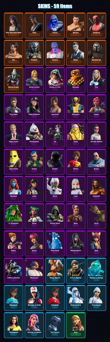 [PC/XBOX/PSN] | Gear Specialist Maya | Fade | Fusion | Menace | Deadpool | 59 skin | 66 pickaxe | 53 emote | 63 glider | Lv1019 — Fortnite account