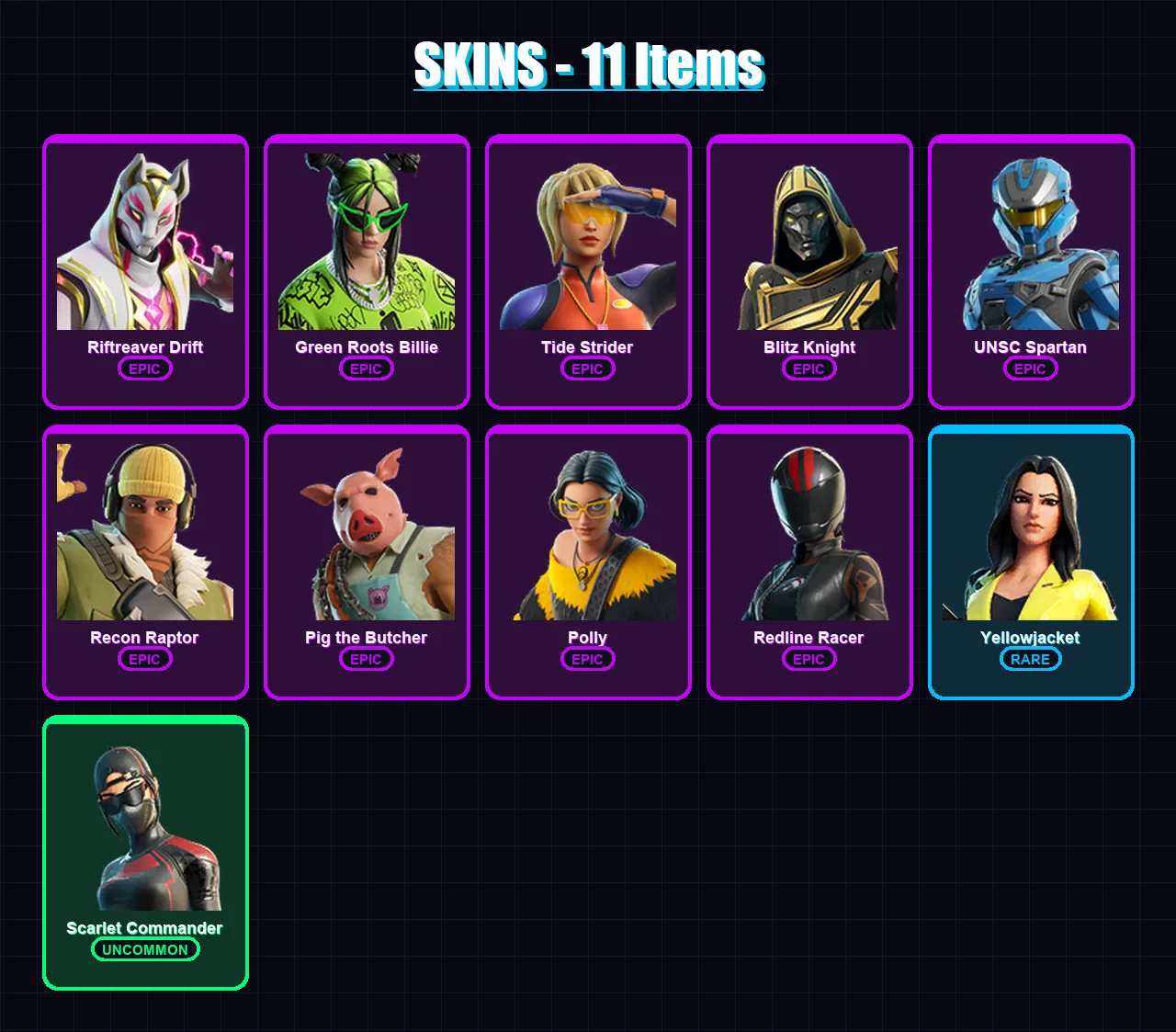 [PC/XBOX/PSN] | Riftreaver Drift | Green Roots Billie | Tide Strider | 11 skin | Lv465