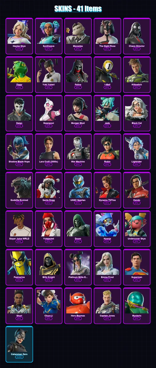 [PS4/PS5/XBOX/PC] | Haylee Skye | Synthwave | Meowdas | The Night Rose | Chaos Director | 41 skin | 64 pickaxe | 42 emote | 45 glider | Lv632 — Fortnite account