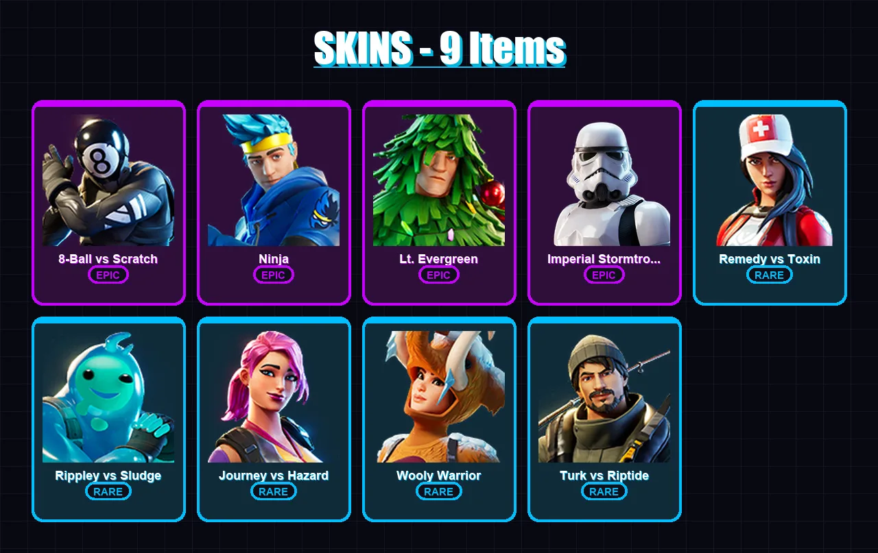 [PC/XBOX/PSN] | 8-Ball vs Scratch | Ninja | Lt. Evergreen | 9 skin | Lv161