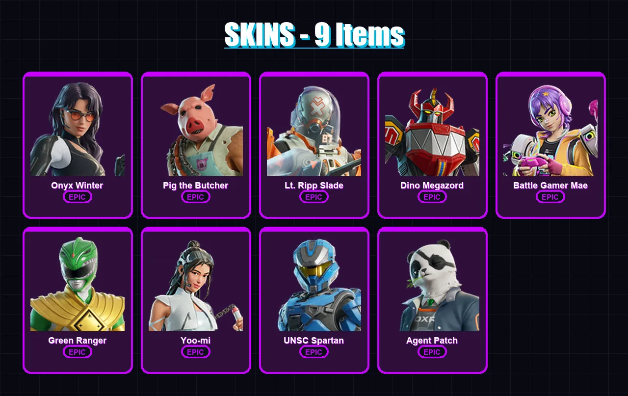 [SWITCH/XBOX/PC] | Onyx Winter | Pig the Butcher | Lt. Ripp Slade | 9 skin | Lv148