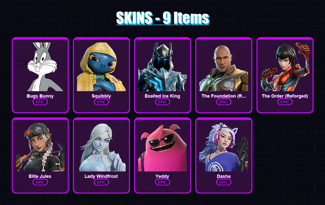 [PC/XBOX/PSN] | Bugs Bunny | Squibbly | Exalted Ice King | 9 skin | Lv262