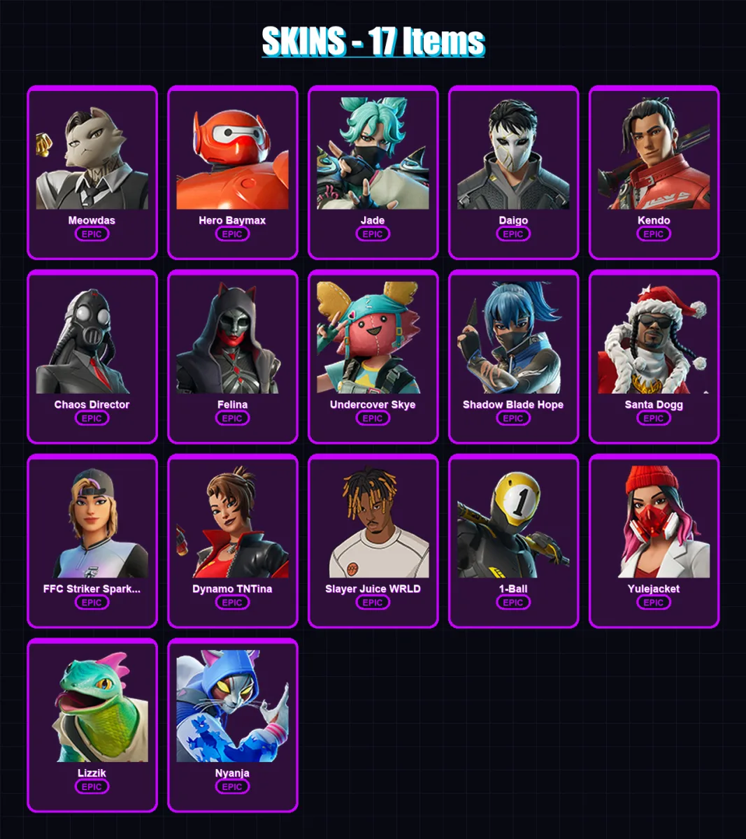 [PC/XBOX/PSN] | Meowdas | Hero Baymax | Jade | Daigo | Kendo | 17 skin | 35 pickaxe | 22 emote | 24 glider | Lv292