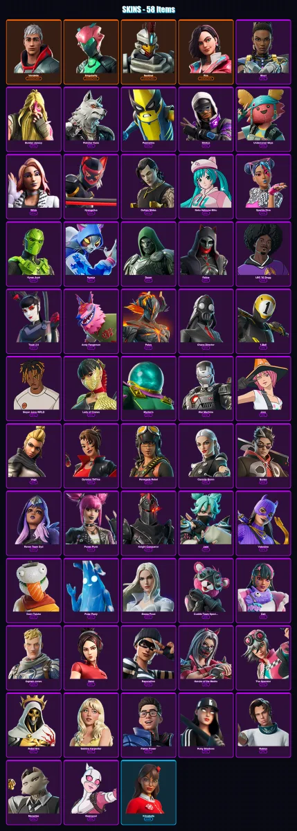 [PC/XBOX/PSN] | Vendetta | Singularity | Sentinel | Rox | Shuri | 58 skin | 90 pickaxe | 86 emote | 63 glider | Lv1139