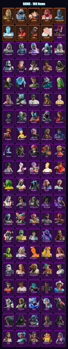 [PC/XBOX/PSN] | Zeus | Frozen Raven | Son Goku | Valeria | Frozen Red Knight | 189 skin | 203 pickaxe | 186 emote | 101 glider | Lv1258