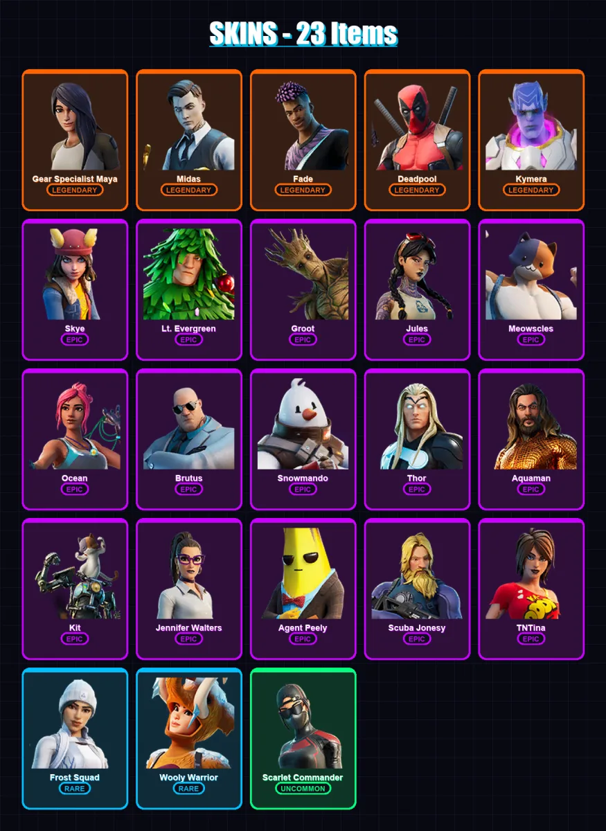 [SWITCH/XBOX/PSN/PC] | Gear Specialist Maya | Midas | Fade | Deadpool | Kymera | 23 skin | 31 pickaxe | 23 emote | 32 glider | Lv377