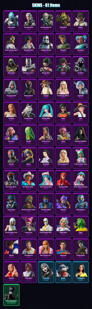 [PC/PSN] | Reboot Man | Cassidy Quinn | General Grievous | Mecha R3X | Danica | 61 skin | 71 pickaxe | 53 emote | 39 glider | Lv664 — Fortnite account