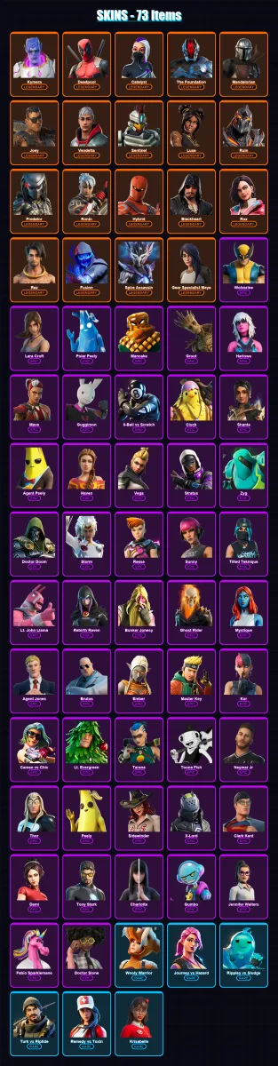 [PC/XBOX/PSN] | Kymera | Deadpool | Catalyst | The Foundation | Mandalorian | 73 skin | 78 pickaxe | 66 emote | 74 glider | Lv1072 — Fortnite account
