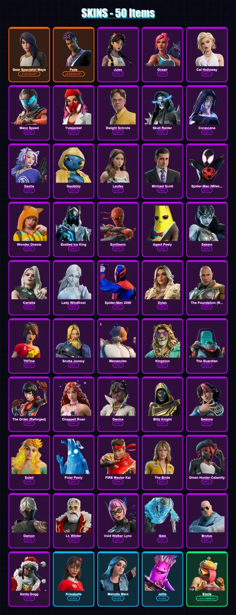[PC/PSN] | Gear Specialist Maya | Fade | Jules | Ocean | Cat Holloway | 50 skin | 70 pickaxe | 43 emote | 47 glider | Lv579