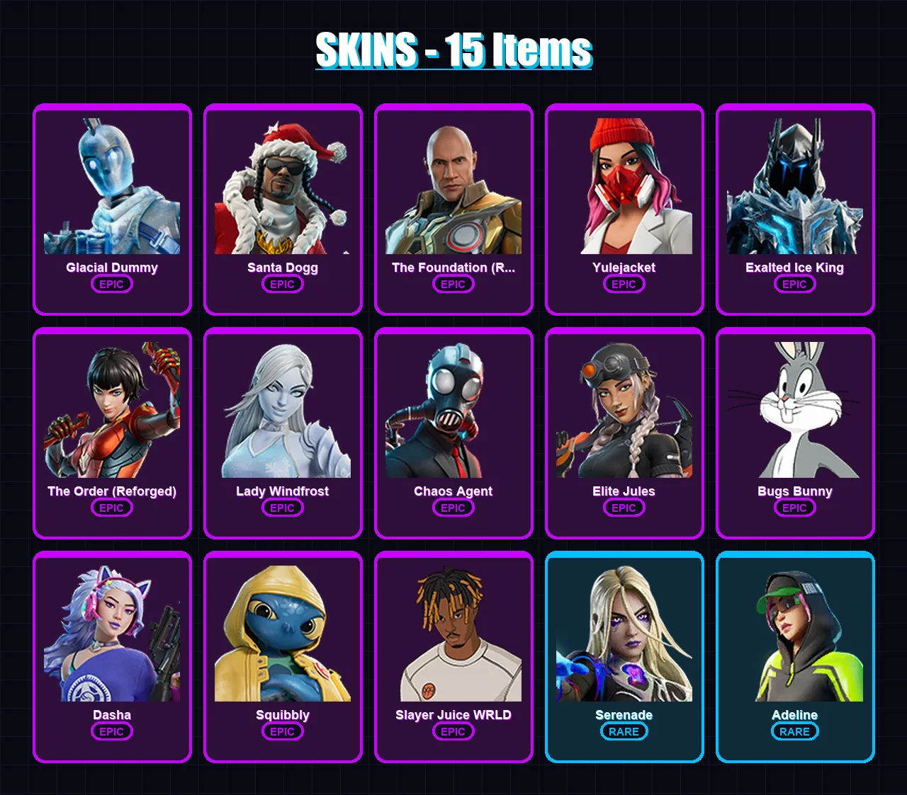 [PC/XBOX/PSN] | Glacial Dummy | Santa Dogg | The Foundation (Reforged) | 15 skin | Lv489
