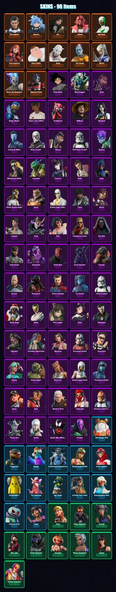 [PS4/PS5/XBOX/PC] | The Ageless | Nezumi | Era | Valeria | Backlash | 96 skin | 94 pickaxe | 107 emote | 71 glider | Lv1282
