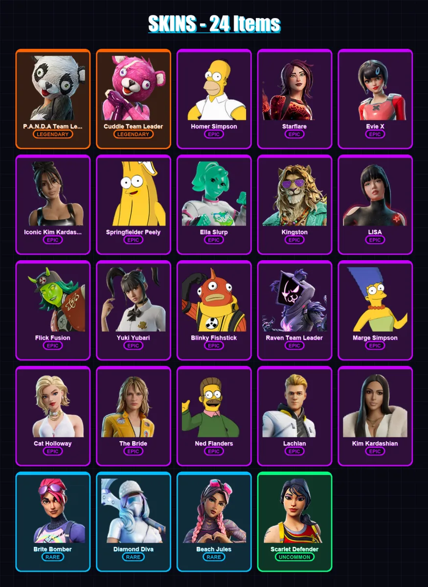 [PS4/PS5/XBOX/PC] | P.A.N.D.A Team Leader | Cuddle Team Leader | Homer Simpson | 24 skin | Lv107 — Fortnite account