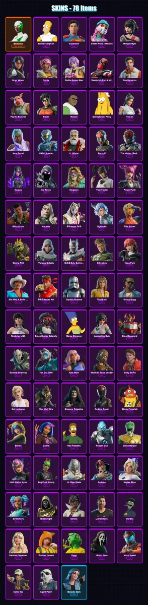 [PC/PSN] | Backlash | Homer Simpson | Superman | Street Wave Teknique | Morgan Myst | 78 skin | 104 pickaxe | 74 emote | 56 glider | Lv837