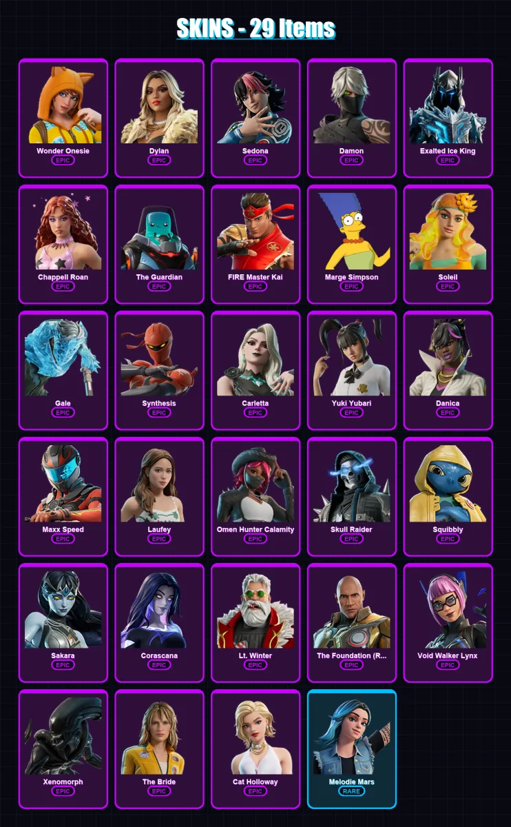 [PC/PSN] | Wonder Onesie | Dylan | Sedona | Damon | Exalted Ice King | 29 skin | 25 pickaxe | 15 emote | 14 glider | Lv78