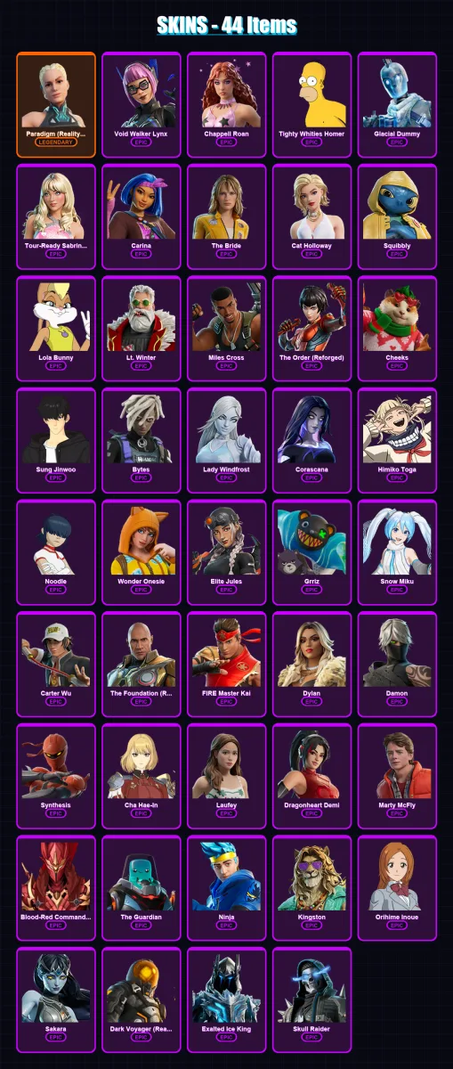 [PC/XBOX/PSN] | Paradigm (Reality-659) | Void Walker Lynx | Chappell Roan | 44 skin | Lv249