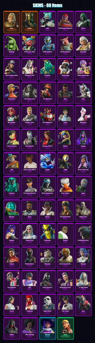 [PC/PSN] | Zeus | Hades | Jade | Wastelander Magneto | Doom | 69 skin | 124 pickaxe | 78 emote | 73 glider | Lv953