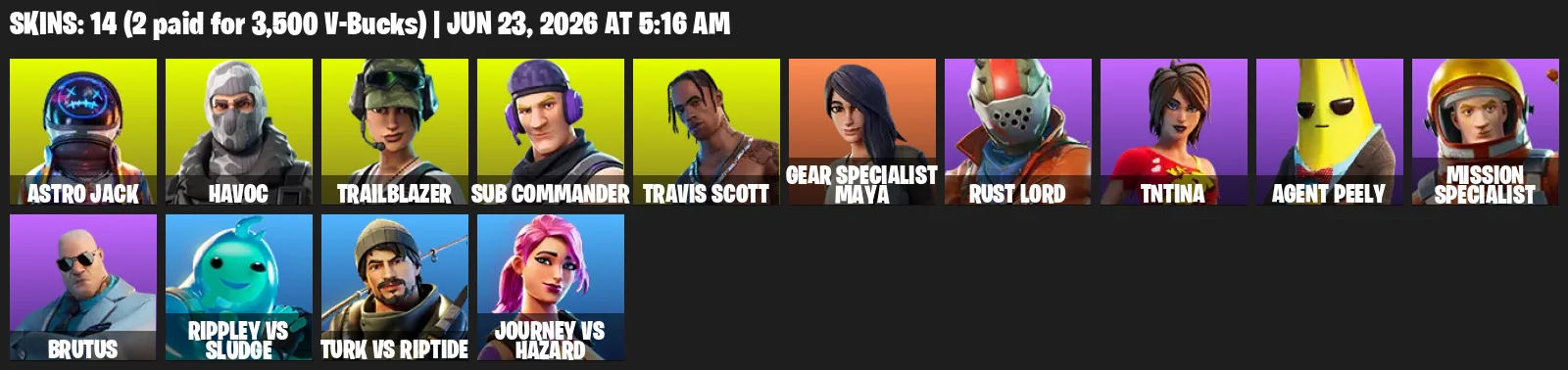 14 Skins | Travis Scott — Fortnite account