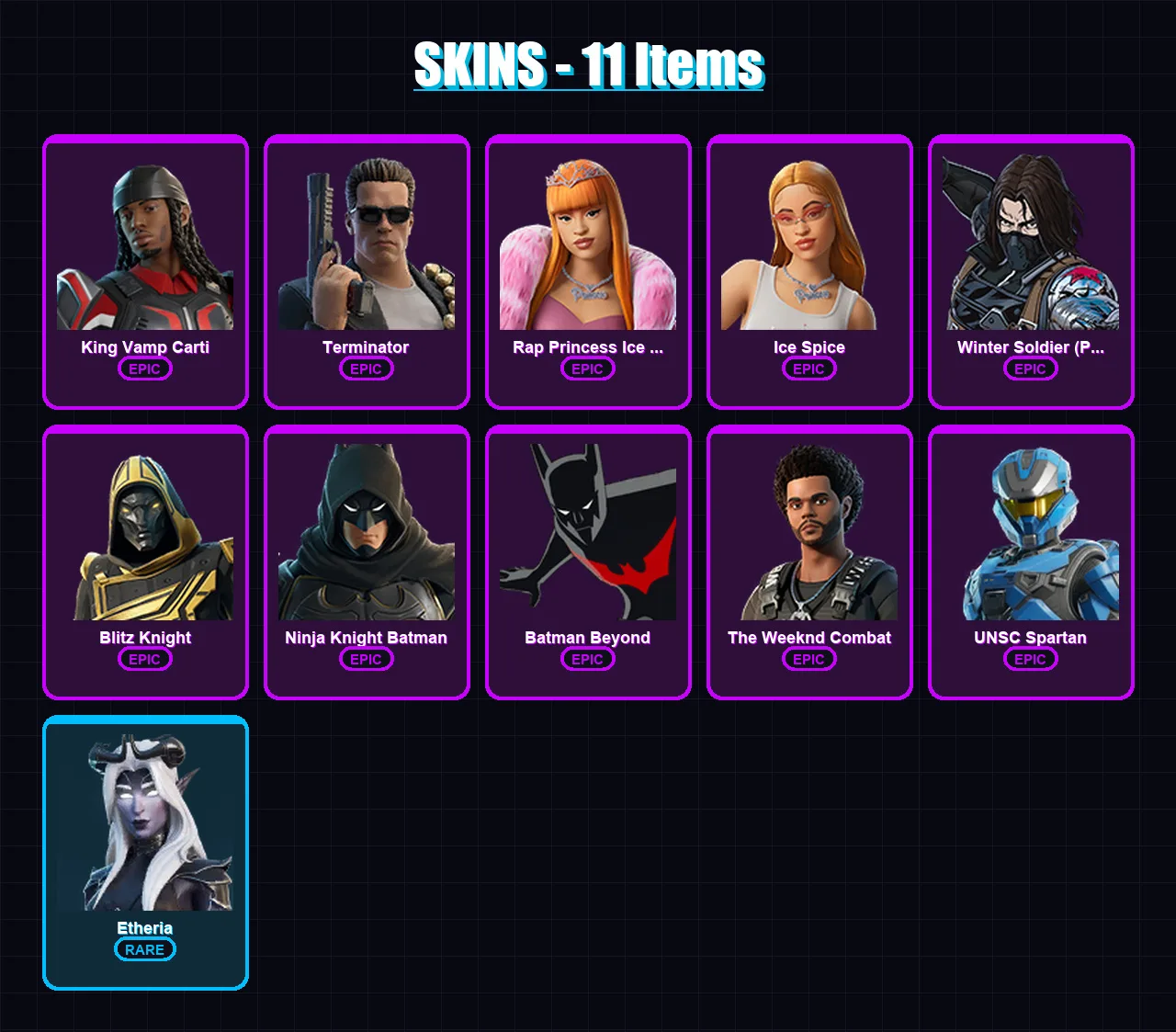 [SWITCH/XBOX/PSN/PC] | King Vamp Carti | Terminator | Rap Princess Ice Spice | 11 skin | Lv275