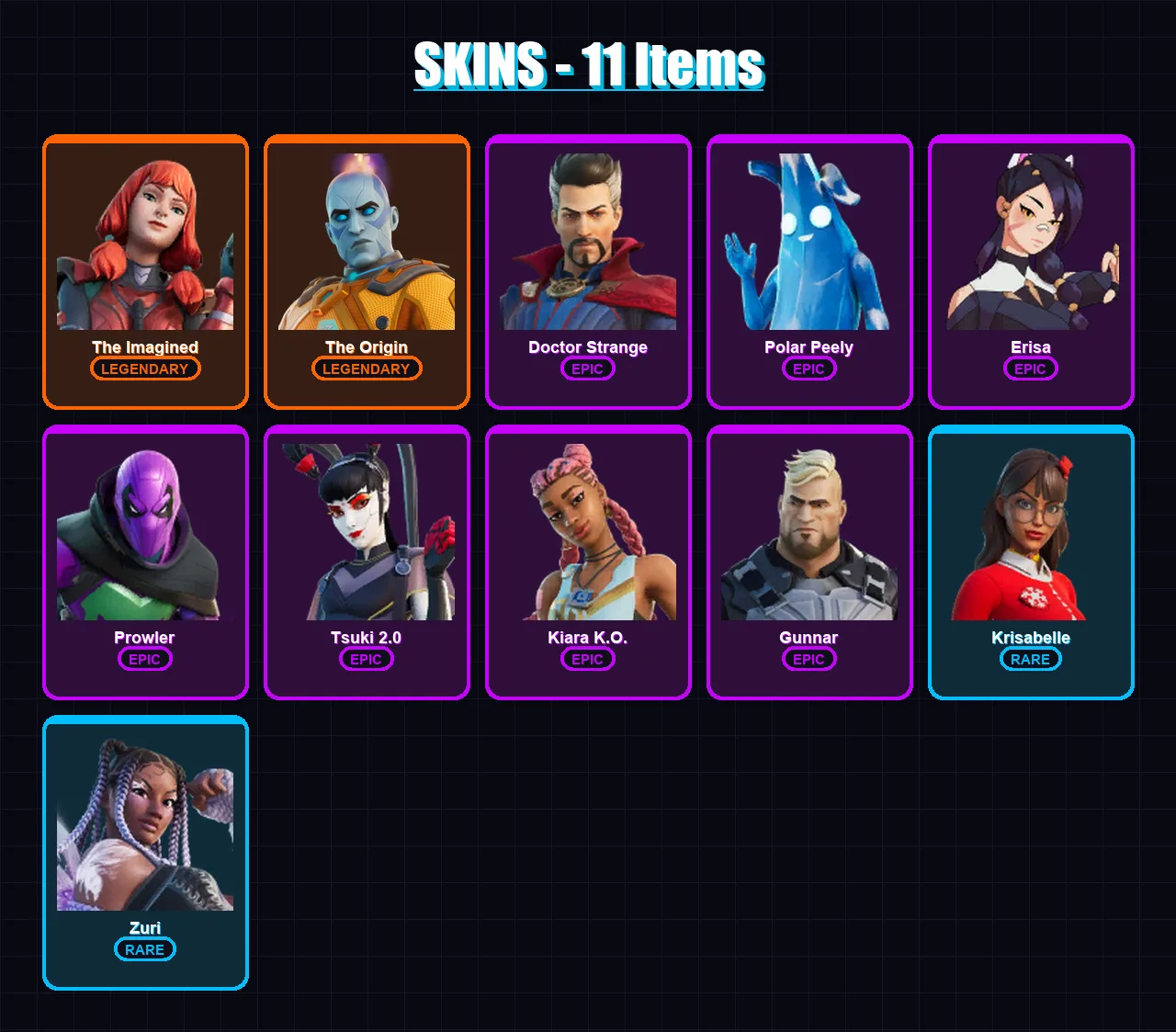 [SWITCH/XBOX/PSN/PC] | The Imagined | The Origin | Doctor Strange | Polar Peely | Erisa | 11 skin | 18 pickaxe | 15 emote | 17 glider | Lv319