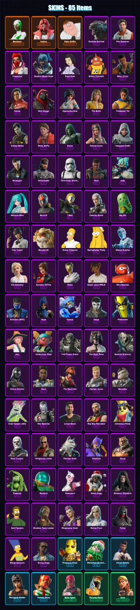 [PC/XBOX/PSN] | Backlash | Valeria | Peter Griffin | Godzilla Evolved | Poe Dameron | 85 skin | 123 pickaxe | 83 emote | 86 glider | Lv1264 — Fortnite account