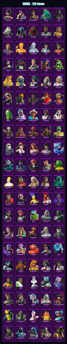 [PC/PSN] | Morgan Myst | Lt. Look | Iconic Kim Kardashian | Poseidon | Felina | 125 skin | 169 pickaxe | 141 emote | 99 glider | Lv1984
