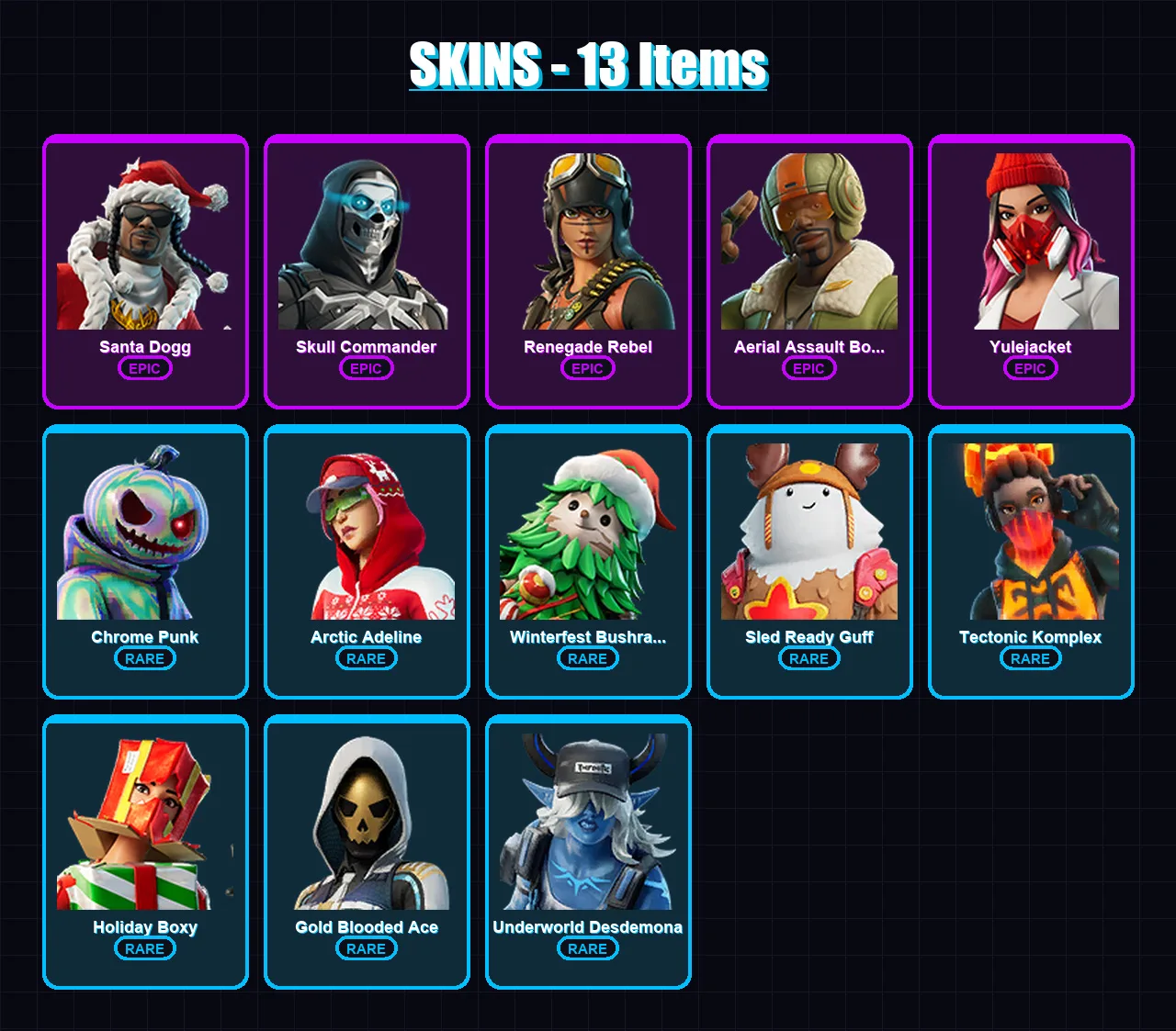 [PC/XBOX/PSN] | Santa Dogg | Skull Commander | Renegade Rebel | 13 skin | Lv1345