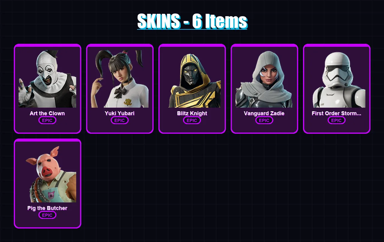 [PC/XBOX/PSN] | Art the Clown | Yuki Yubari | Blitz Knight | 6 skin | Lv504
