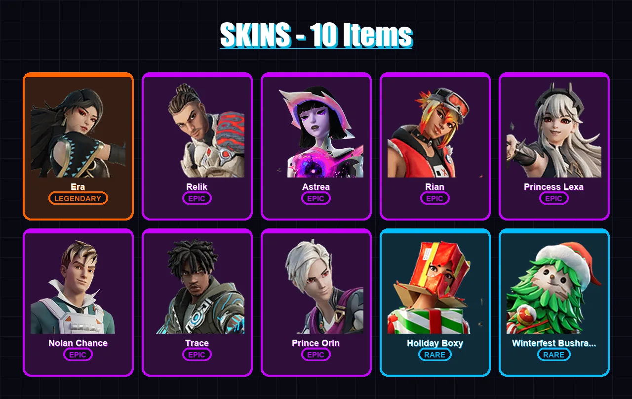 [PC/XBOX/PSN] | Era | Relik | Astrea | Rian | Princess Lexa | 10 skin | 18 pickaxe | 15 emote | 18 glider | Lv117