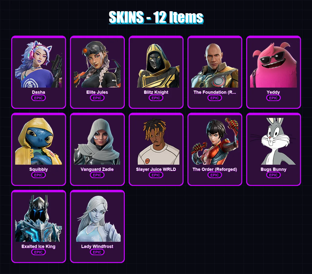 [PC/XBOX/PSN] | Dasha | Elite Jules | Blitz Knight | The Foundation (Reforged) | Yeddy | 12 skin | 41 pickaxe | 17 emote | 26 glider | Lv322