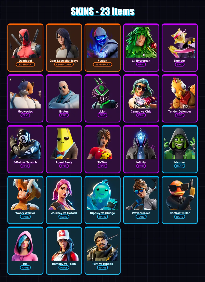 [PC/XBOX/PSN] | Deadpool | Gear Specialist Maya | Fusion | Lt. Evergreen | Slumber  | 23 skin | 20 pickaxe | 22 emote | 17 glider | Lv209 — Fortnite account