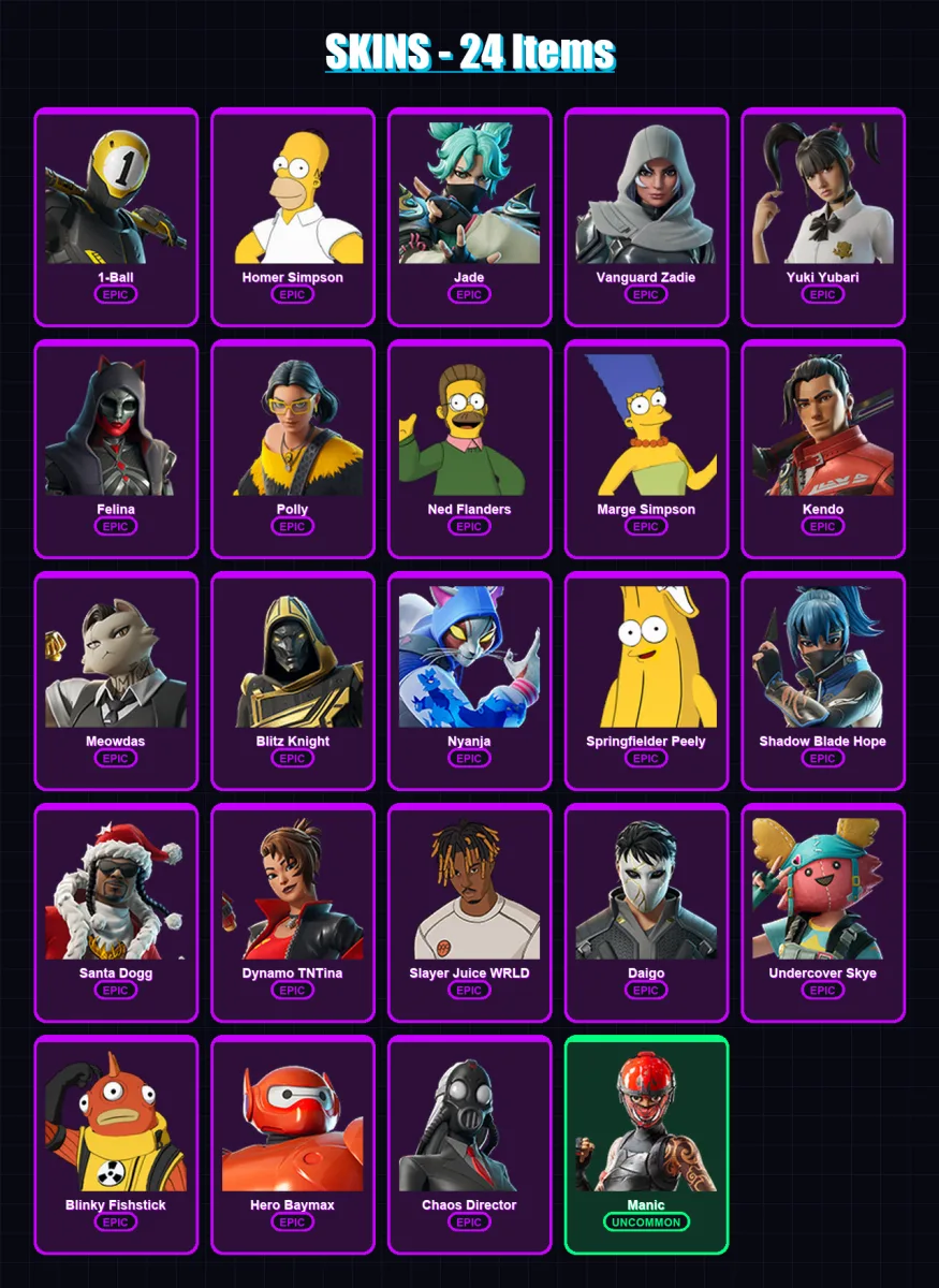 [PC/XBOX/PSN] | 1-Ball | Homer Simpson | Jade | Vanguard Zadie | Yuki Yubari | 24 skin | 74 pickaxe | 30 emote | 48 glider | Lv499 — Fortnite account