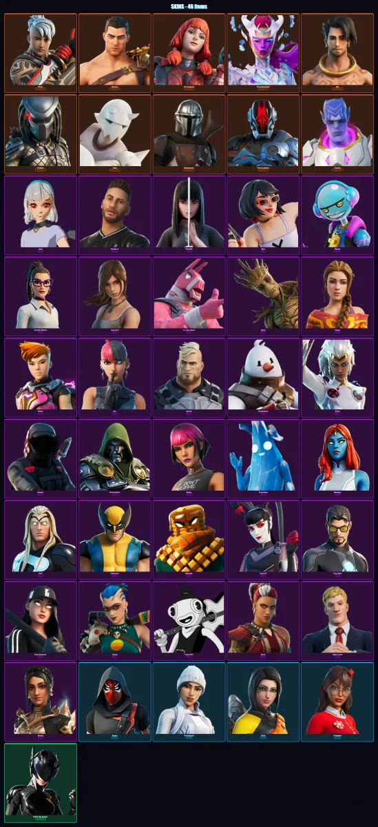 [PC/XBOX/PSN] | Ronin | Menace | The Imagined | The Cube Queen | Raz | 46 skin | 50 pickaxe | 31 emote | 41 glider | Lv680