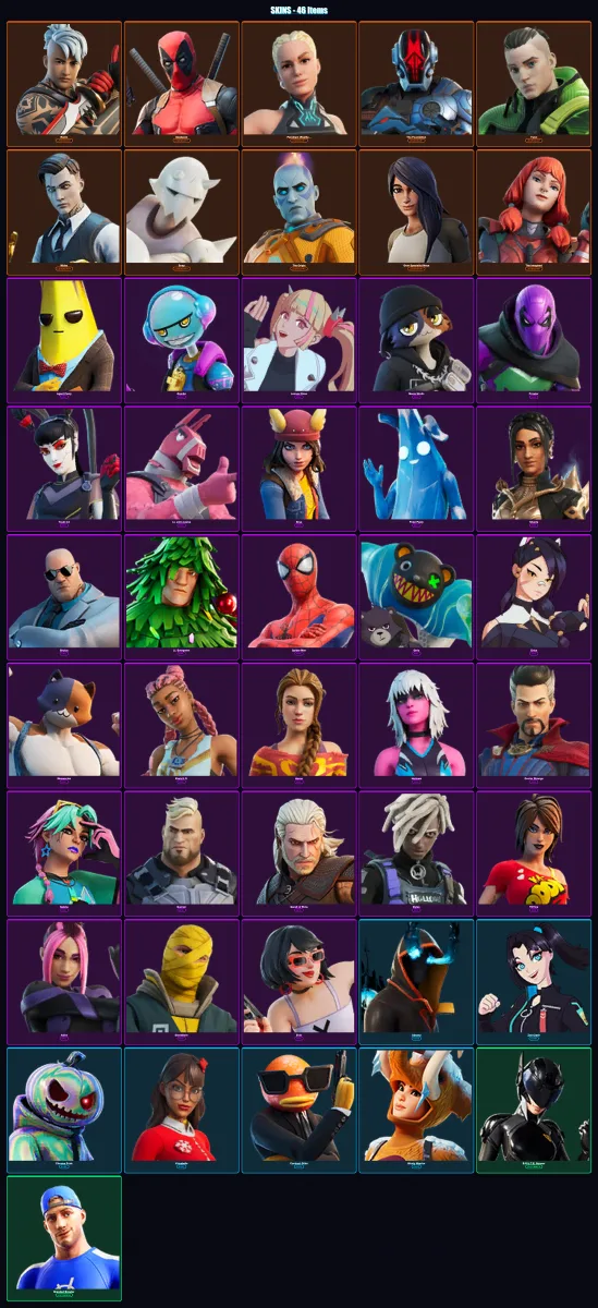 [PC/XBOX/PSN] | Ronin | Deadpool | Paradigm (Reality-659) | The Foundation | Twyn | 46 skin | 54 pickaxe | 45 emote | 49 glider | Lv783