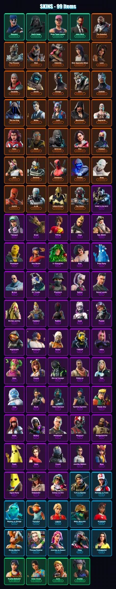 [PC/PSN] | Warpaint | Darth Vader | Rose Team Leader | John Wick | The Scientist | 99 skin | 85 pickaxe | 122 emote | 90 glider | Lv1226