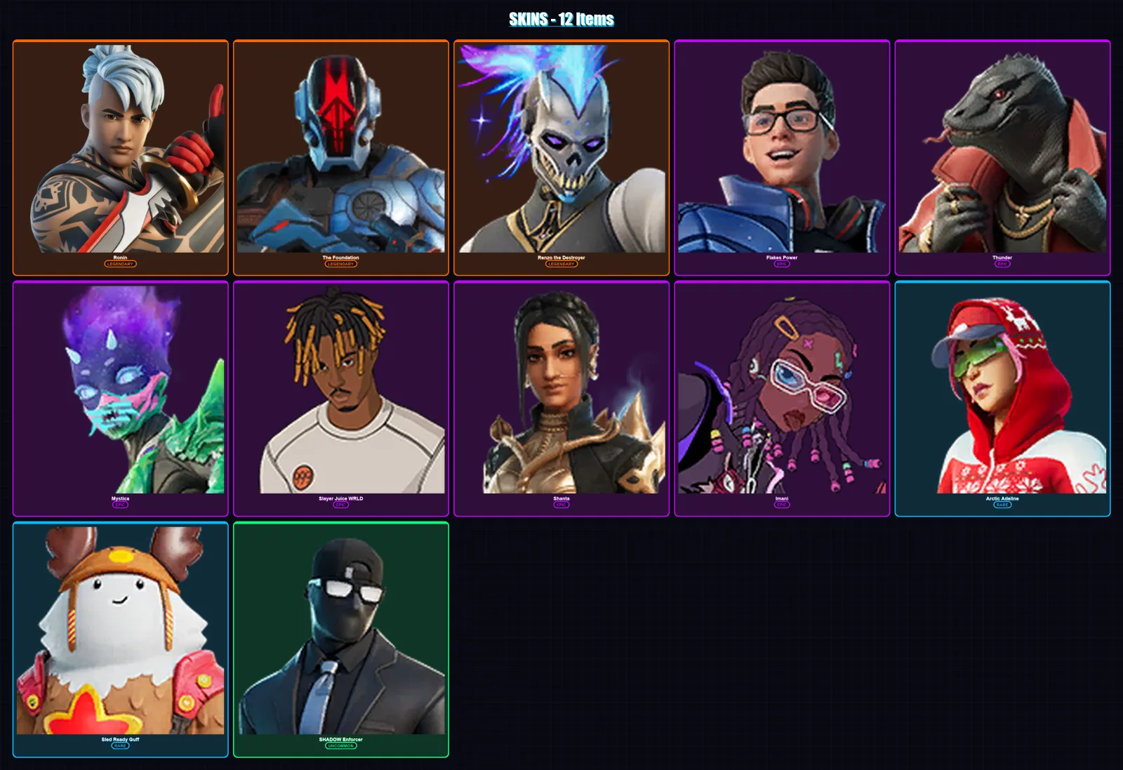 [PC/PSN] | Ronin | The Foundation | Renzo the Destroyer | Flakes Power | Thunder | 12 skin | 22 pickaxe | 18 emote | 19 glider | Lv298