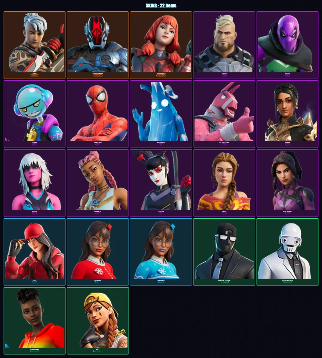 [PC/PSN] | Ronin | The Foundation | The Imagined | Gunnar | Prowler | 22 skin | 24 pickaxe | 13 emote | 22 glider | Lv286 — Fortnite account