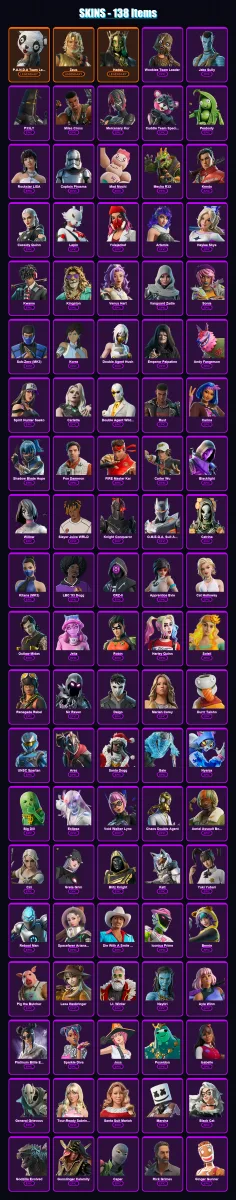 [PC/PSN] | P.A.N.D.A Team Leader | Zeus | Hades | Wookiee Team Leader | Jake Sully | 138 skin | 159 pickaxe | 125 emote | 90 glider | Lv1018
