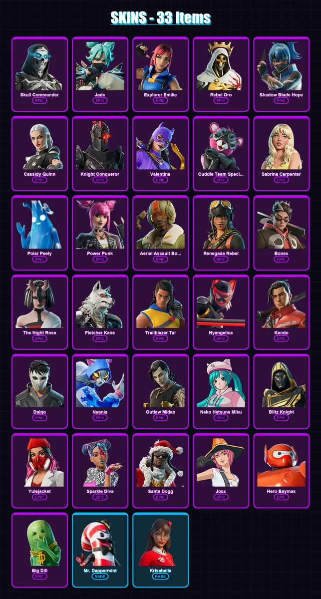 [PC/XBOX/PSN] | Skull Commander | Jade | Explorer Emilie | Rebel Oro | Shadow Blade Hope | 33 skin | 53 pickaxe | 47 emote | 38 glider | Lv397 — Fortnite account
