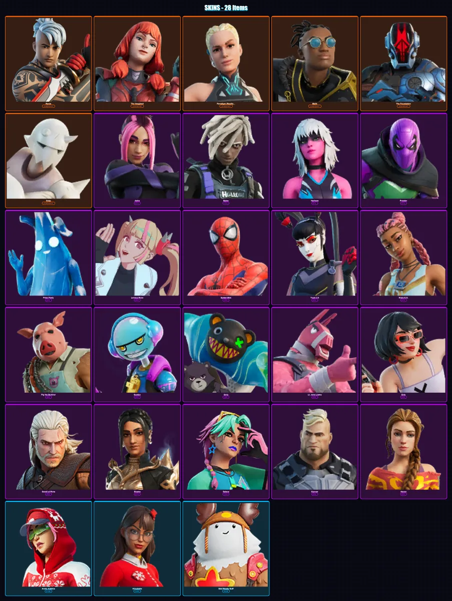 [PC/PSN] | Ronin | The Imagined | Paradigm (Reality-659) | Malik | The Foundation | 28 skin | 52 pickaxe | 30 emote | 57 glider | Lv694