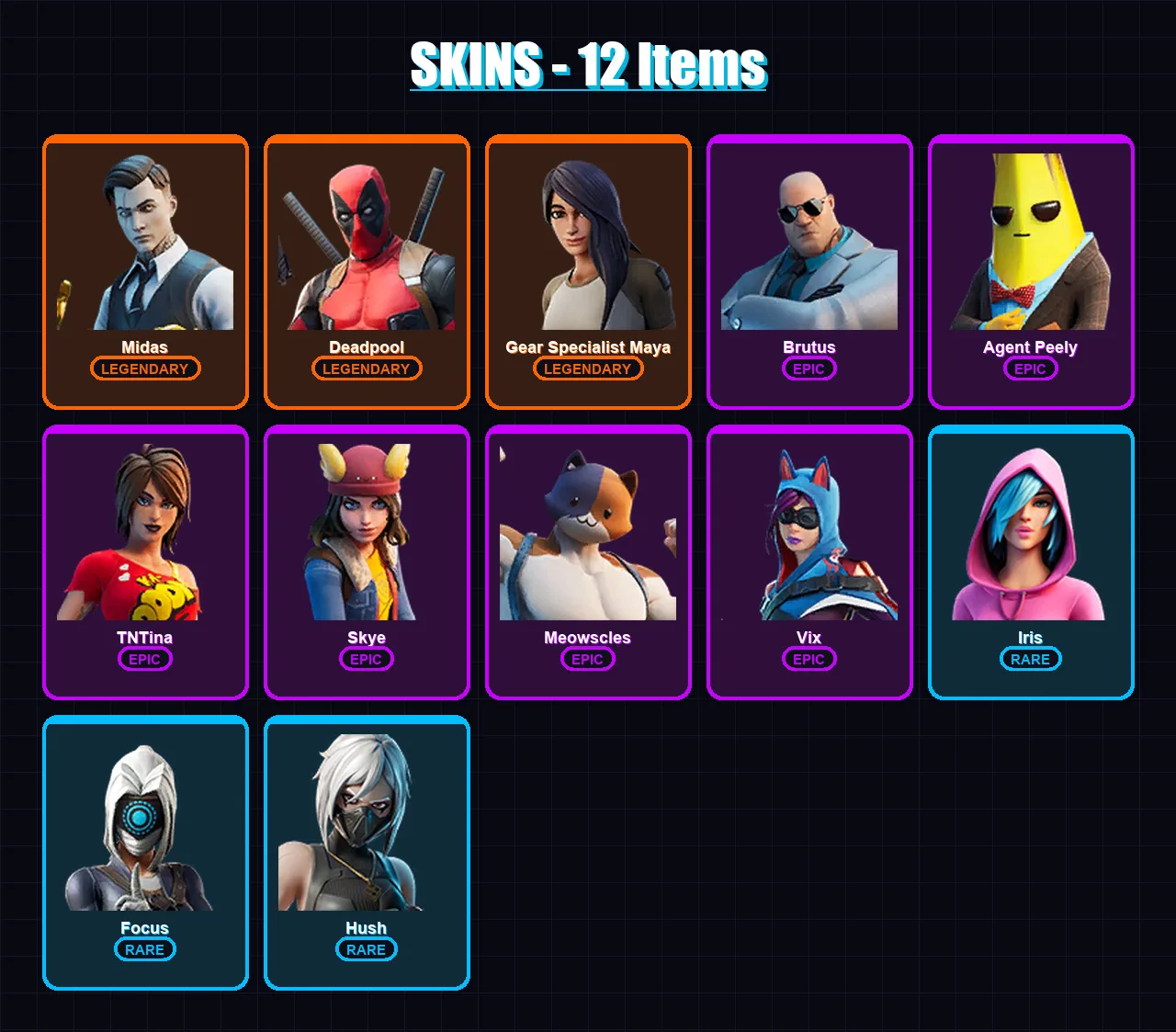 [PS4/PS5/XBOX/PC] | Midas | Deadpool | Gear Specialist Maya | Brutus | Agent Peely | 12 skin | 16 pickaxe | 11 emote | 14 glider | Lv164