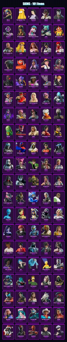 [PC/PSN] | Bernie | Springfielder Peely | Dupli-Kate | Danica | Daigo | 104 skin | 109 pickaxe | 63 emote | 57 glider | Lv527