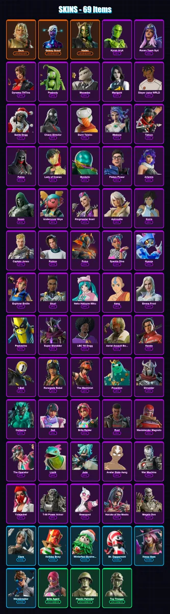 [PC/XBOX/PSN] | Zeus | Galaxy Scout | Hades | Kyran Aryk | Raven Team Syd | 69 skin | 89 pickaxe | 78 emote | 51 glider | Lv905 — Fortnite account